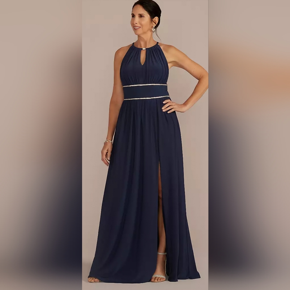 Oleg Cassini Navy Blue Maxi Dress
